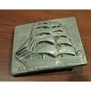 Pewter Sailboat Belt Buckle sailing boating nautical.